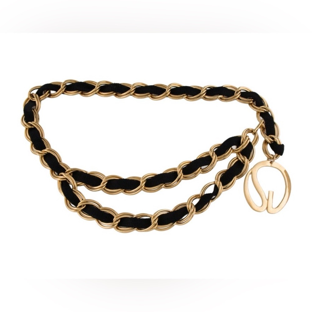 VTG St. John Gold and Black Chain Logo Charmed Belt